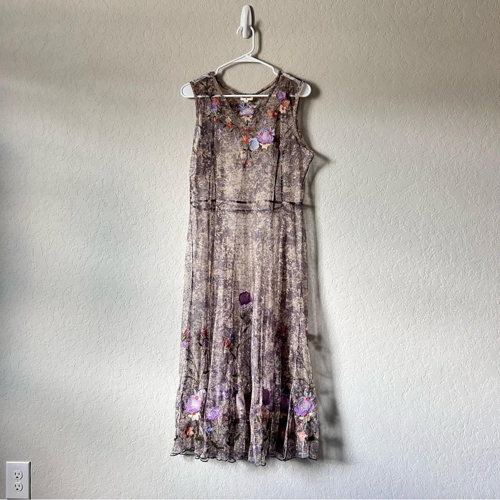 Cost Plus World Market Purple Cream Sleeveless Maxi Sundress